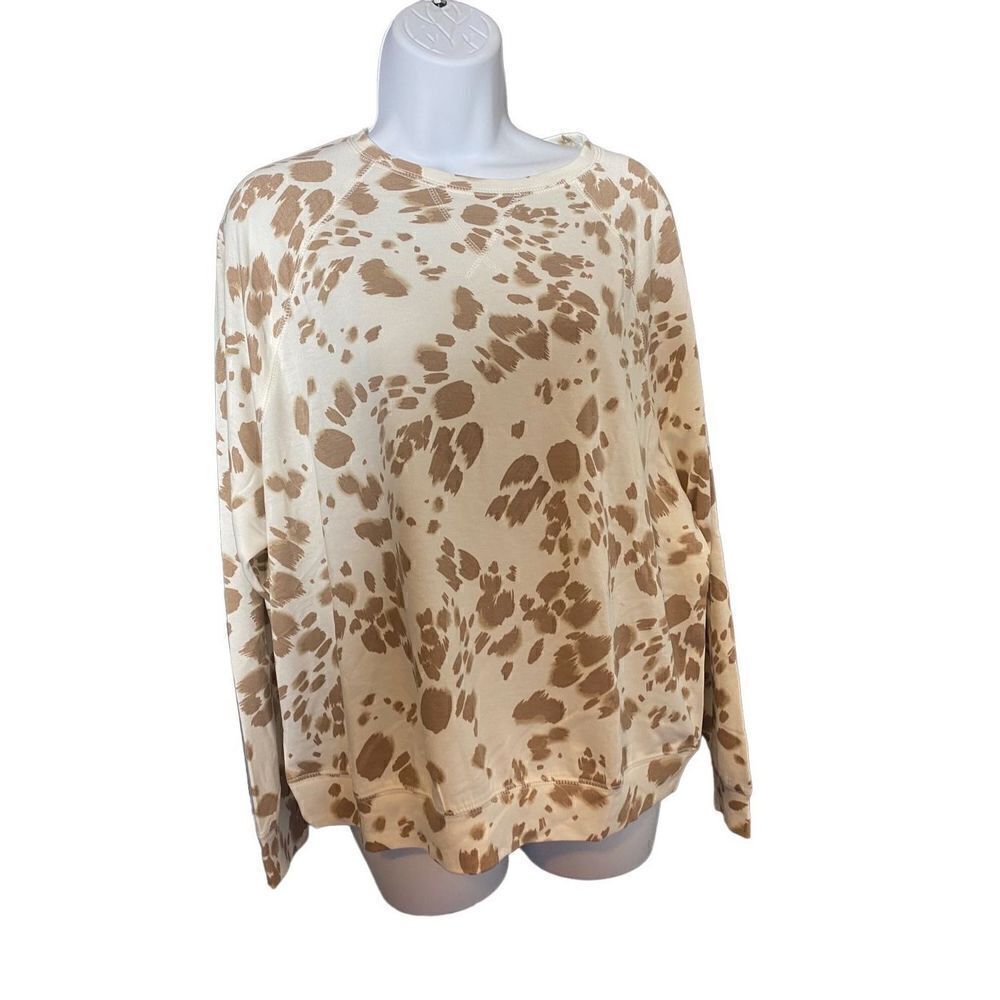 Como Blue Women's Loungewear Set Animal Print in Brown / Cream Size M NWT